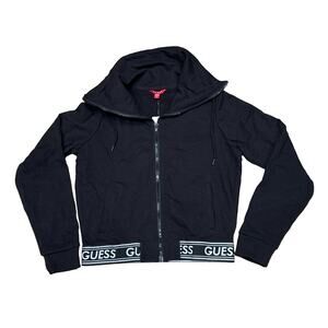 NWT GUESS Black Women's Medium Gala Tube Neck Jacket Full-Zip Sweatshirt